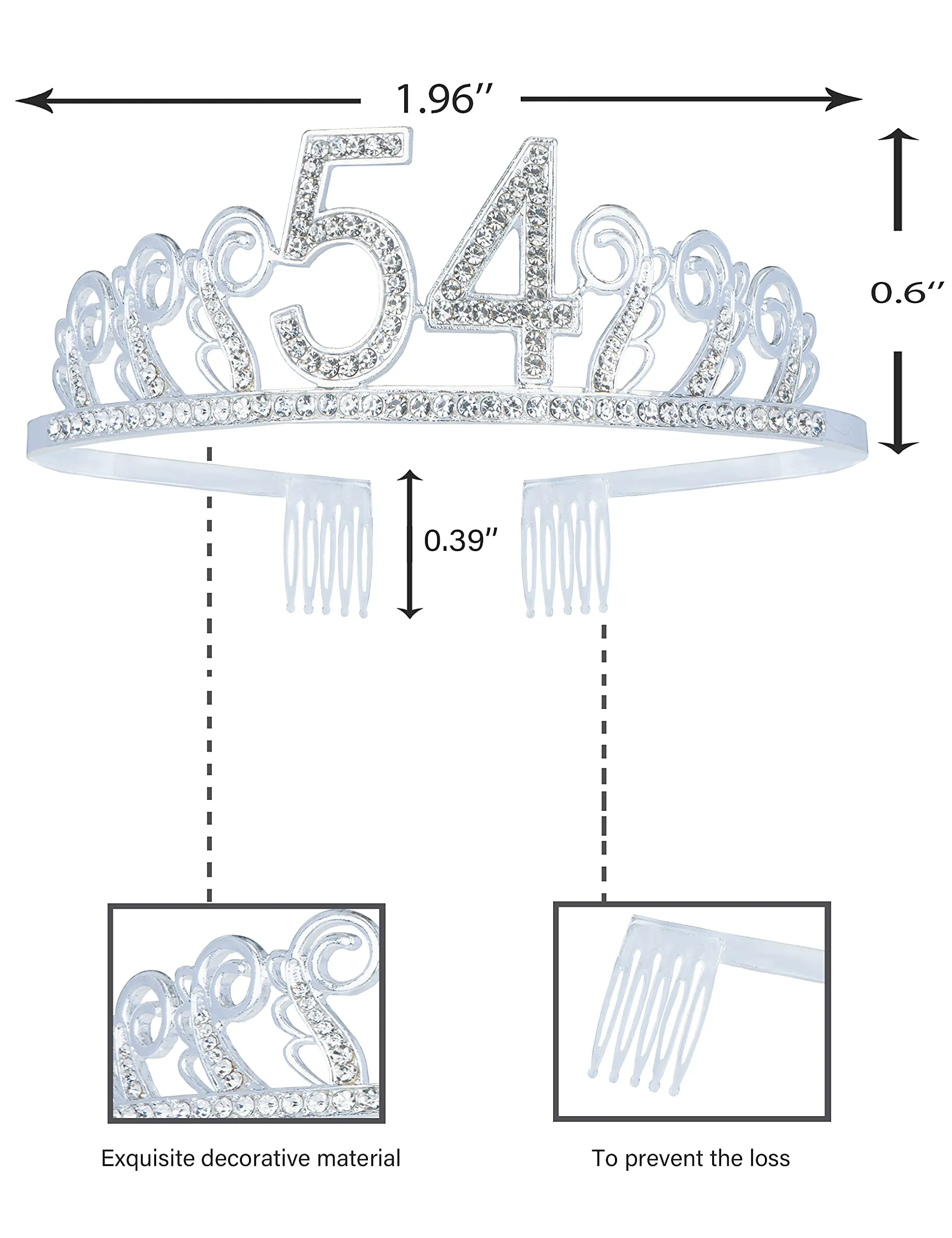54th Birthday Gifts for Women, 54th Birthday Crown and Sash for Women, 54th Birthday