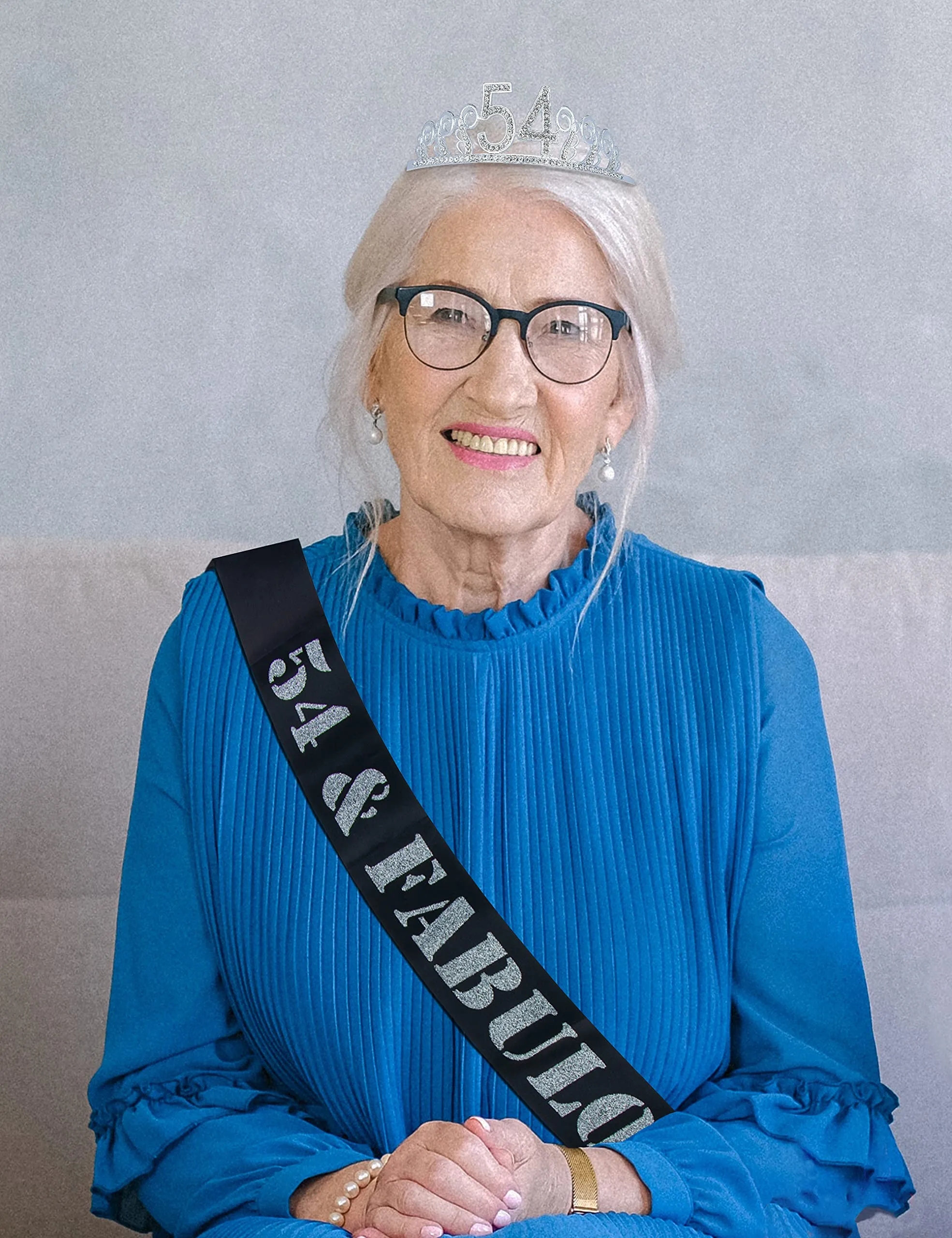 54th Birthday Gifts for Women, 54th Birthday Crown and Sash for Women, 54th Birthday