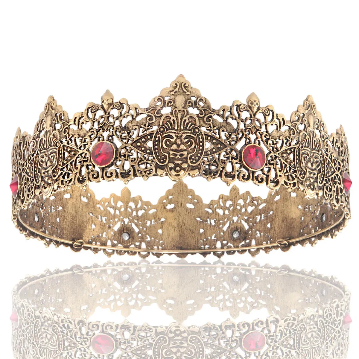 7 Inch Royal Round King Mens Rhinestone Medieval Crown