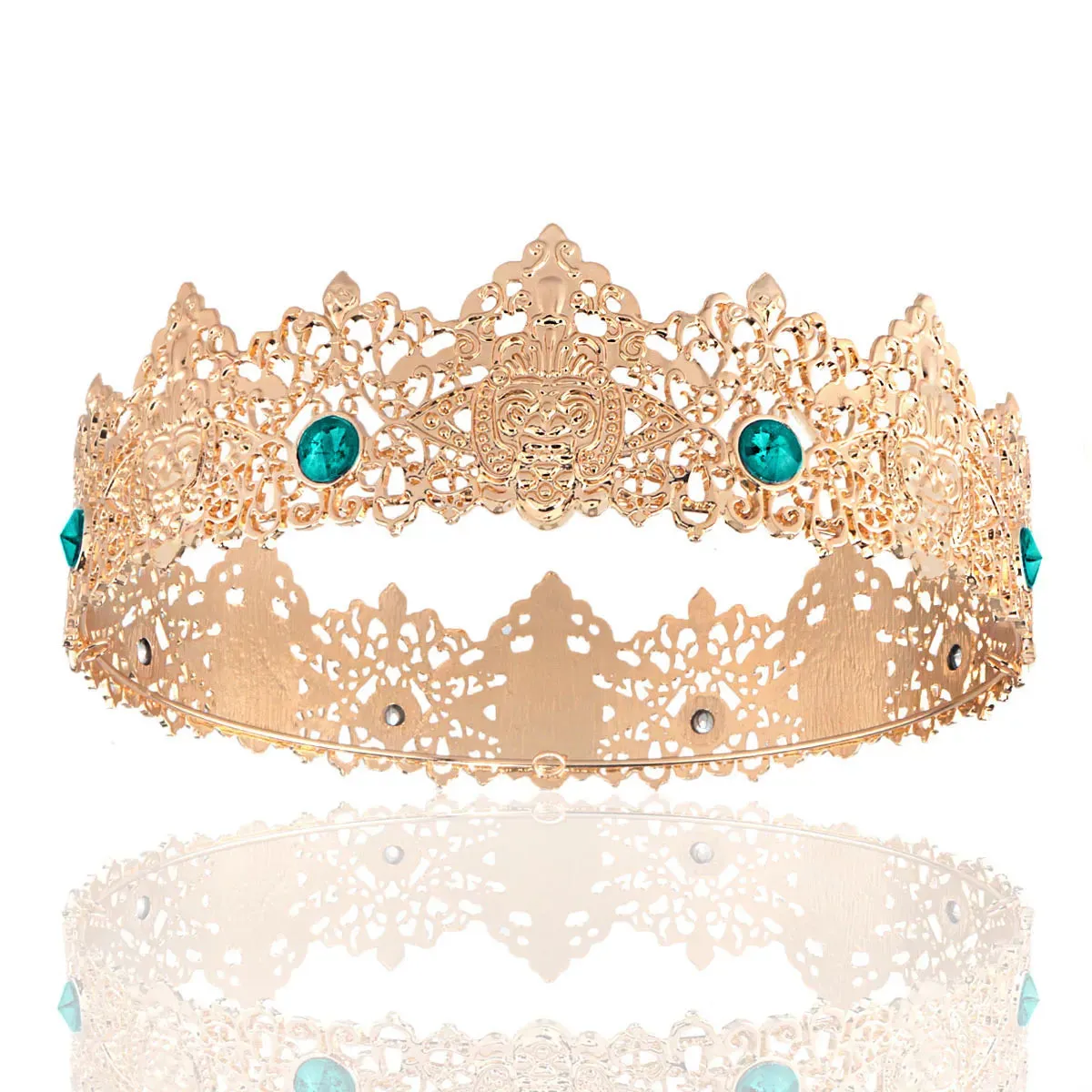 7 Inch Royal Round King Mens Rhinestone Medieval Crown