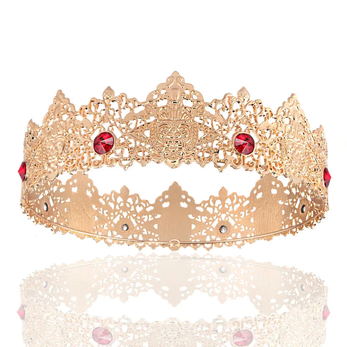 7 Inch Royal Round King Mens Rhinestone Medieval Crown