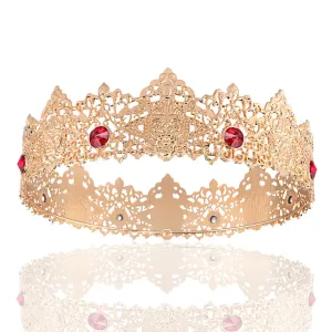 7 Inch Royal Round King Mens Rhinestone Medieval Crown
