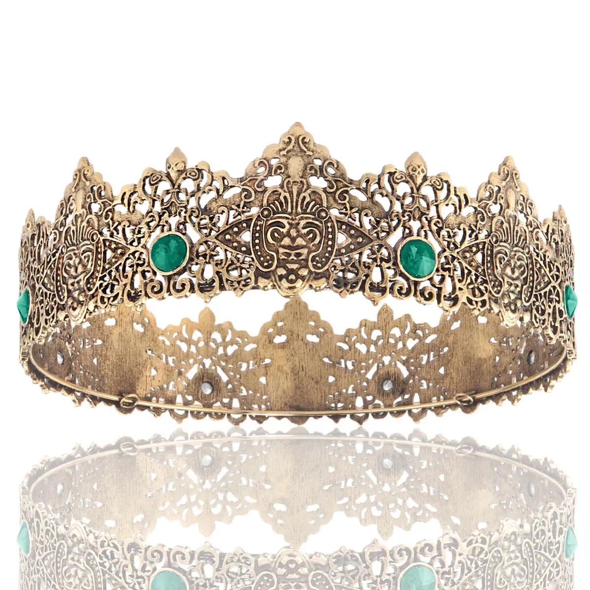 7 Inch Royal Round King Mens Rhinestone Medieval Crown