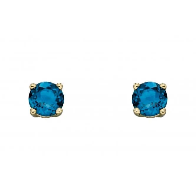 9ct December London Blue Topaz 4mm Stud Earrings GE2337