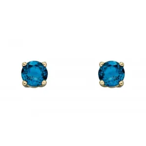 9ct December London Blue Topaz 4mm Stud Earrings GE2337