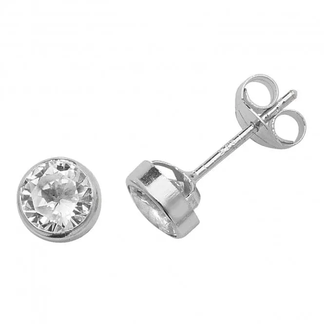 9ct White Gold Round Zirconia Stud Earrings ES232SW