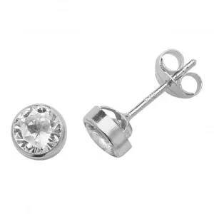 9ct White Gold Round Zirconia Stud Earrings ES232SW