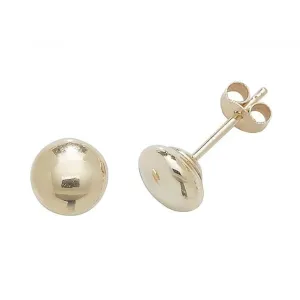 9ct  Yellow  Gold  5mm  Button  Stud  Earrings  ES406