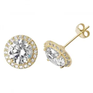9ct Yellow Gold Round Zirconia Stud Earrings ES521