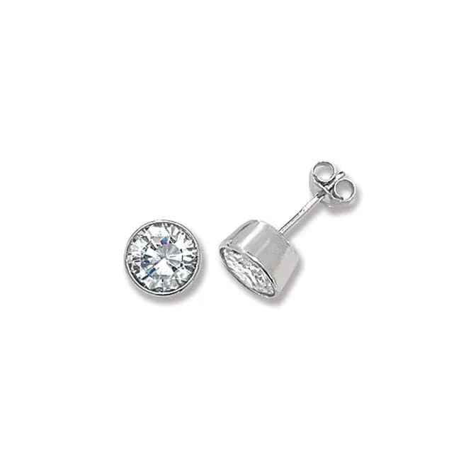 Acotis Silver Stud Earrings Round Zirconia G5291CZ