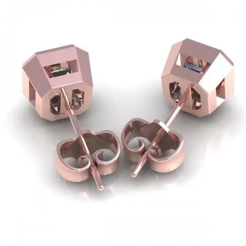 Affordable 0.50CT Asscher Cut Diamond Stud Earrings in 14KT Rose Gold