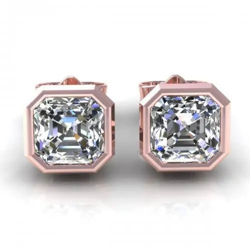 Affordable 0.50CT Asscher Cut Diamond Stud Earrings in 14KT Rose Gold