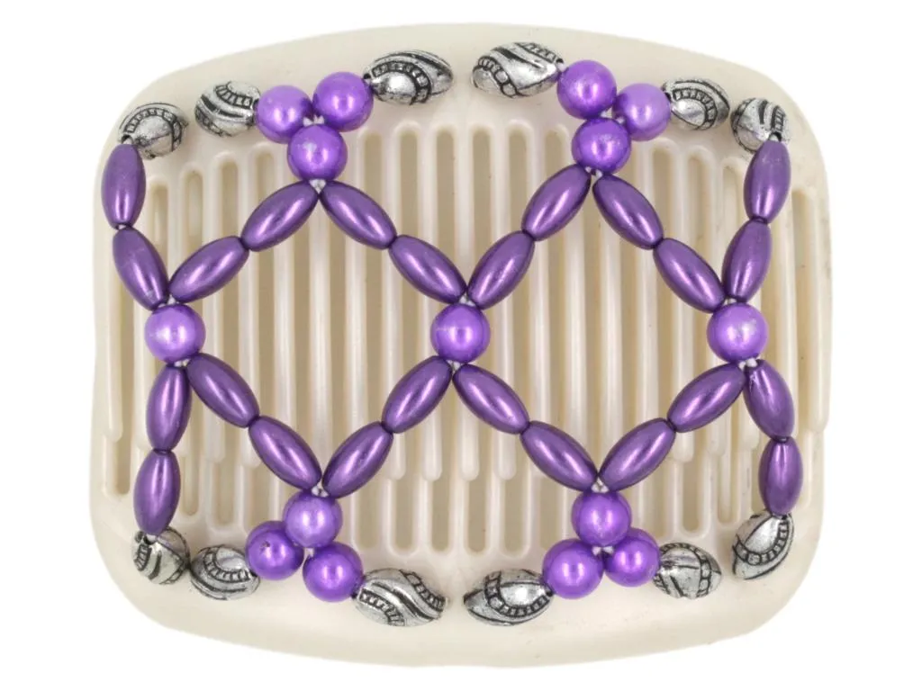 African Butterfly Hair Comb - Ndalena White Pearl 10