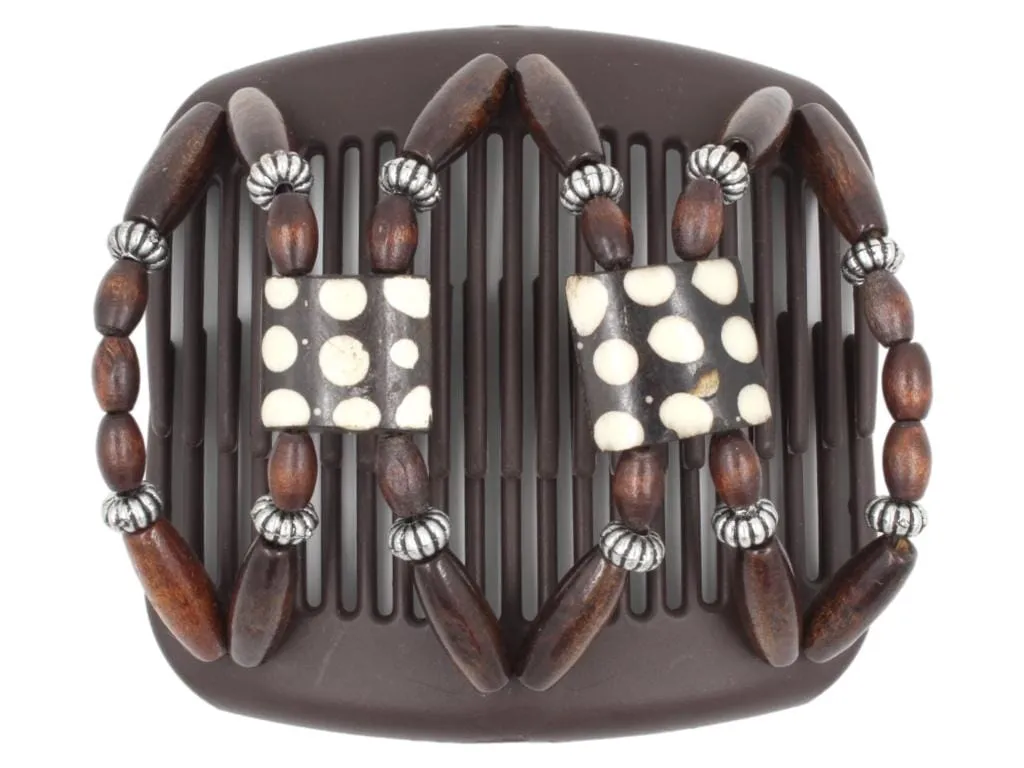 African Butterfly Hair Comb - Stones & Bones Brown 113