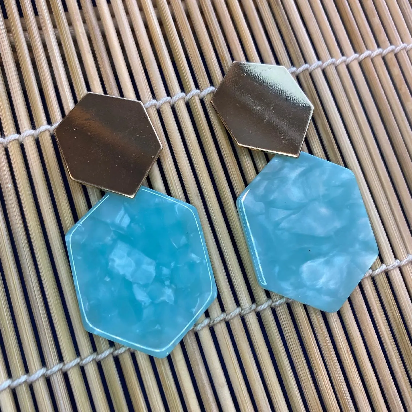 Alexia Mint & Gold Geometric Earrings