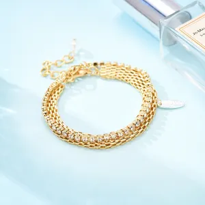 Alloy Geometric Double Layer Diamond Bracelet