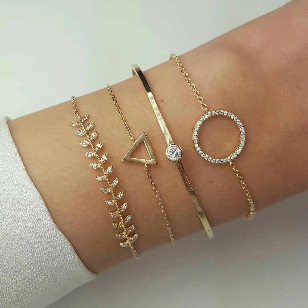 Alloy geometric plating bracelet