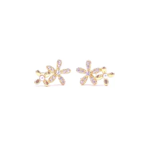 Ashley Gold Sterling Silver Gold Plated Double Flower Stud Earrings