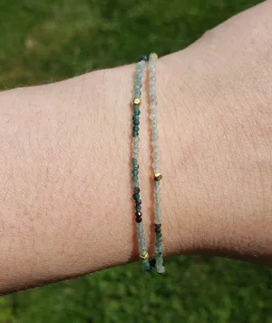 AVF Grandidierite & Gold Double Strand Beaded Bracelet (SI3639 & SI3784)