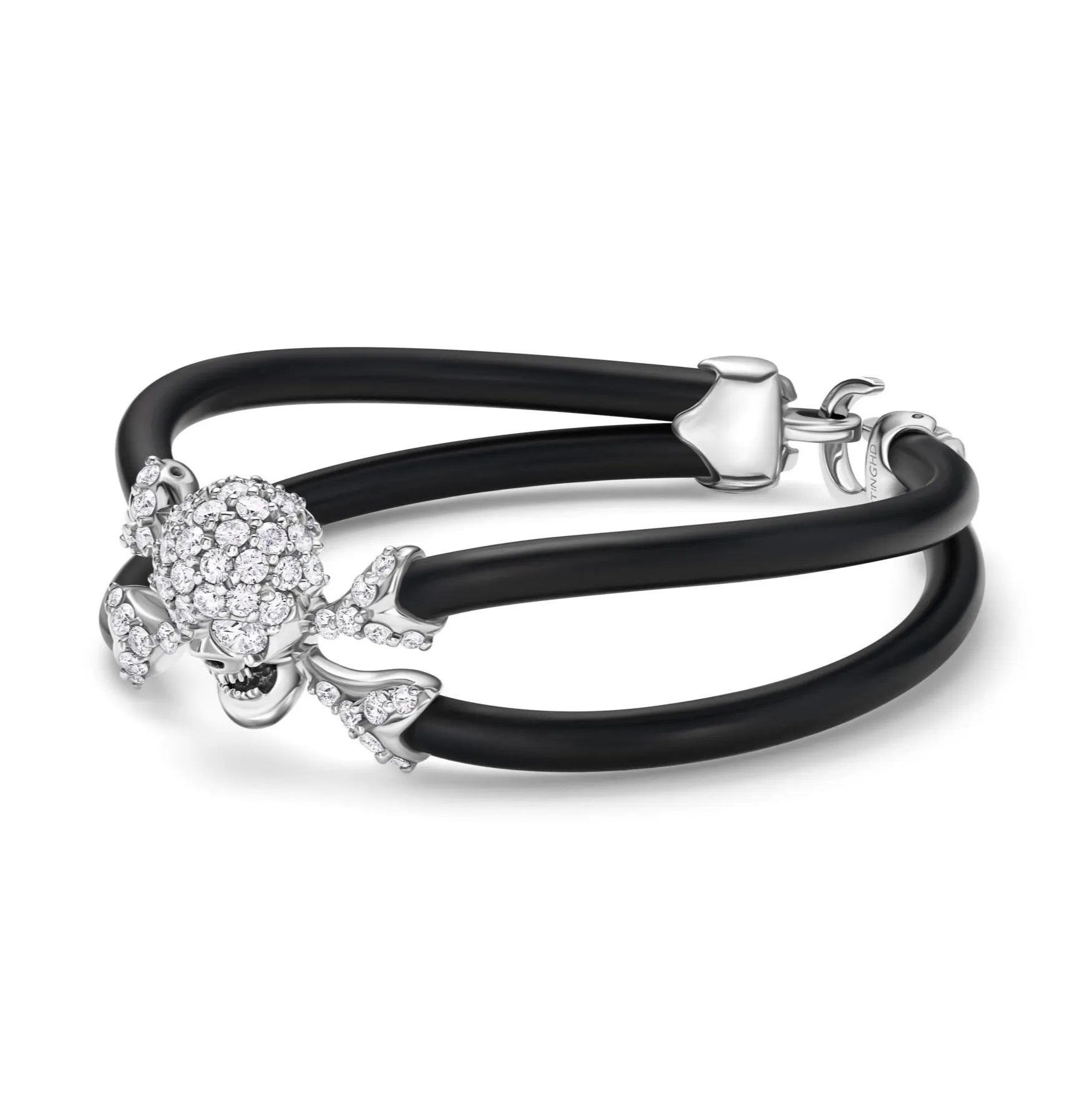B477 18k White Gold Diamond Skull with Diamond Eyes