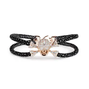 B477 StingHD White Diamond 20K Rose Gold Skull with Diamond Eyes
