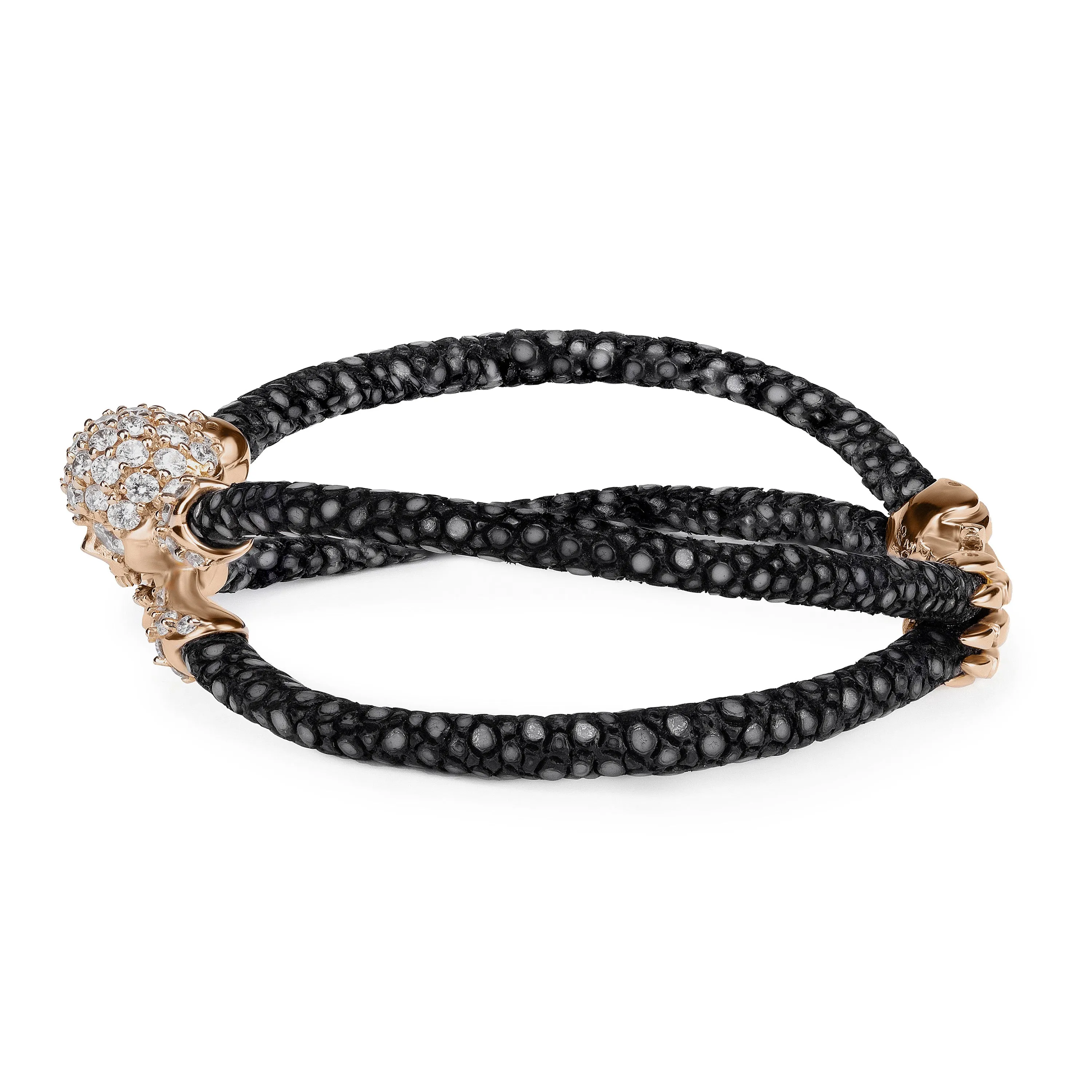 B477 StingHD White Diamond 20K Rose Gold Skull with Diamond Eyes