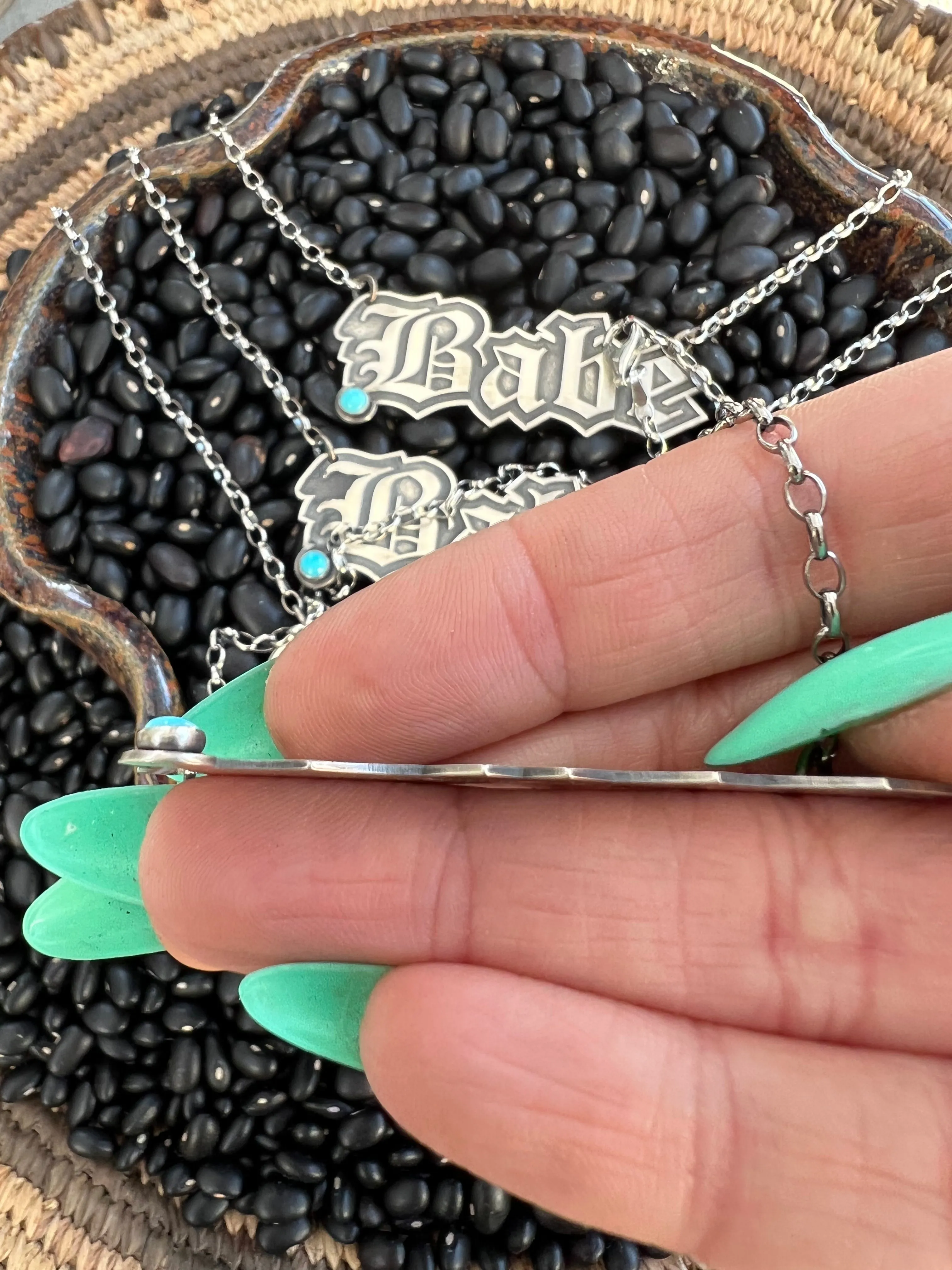 Babe necklace nameplate 18” sterling silver