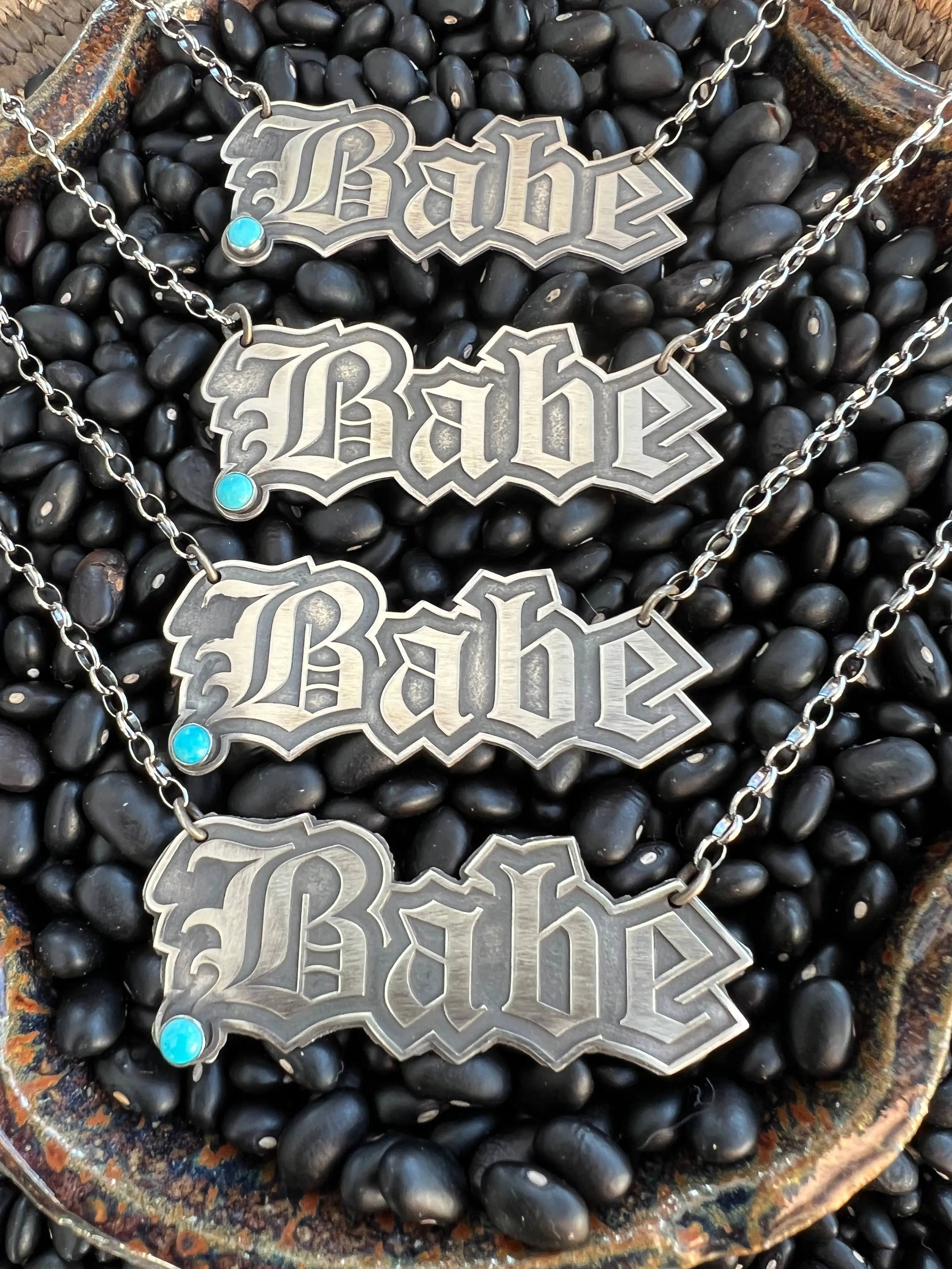 Babe necklace nameplate 18” sterling silver