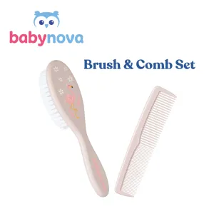 Baby Nova Brush & Comb Set - Flamingo