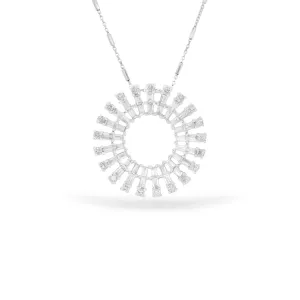 Baguette Diamond Sunburst Pendant Necklace