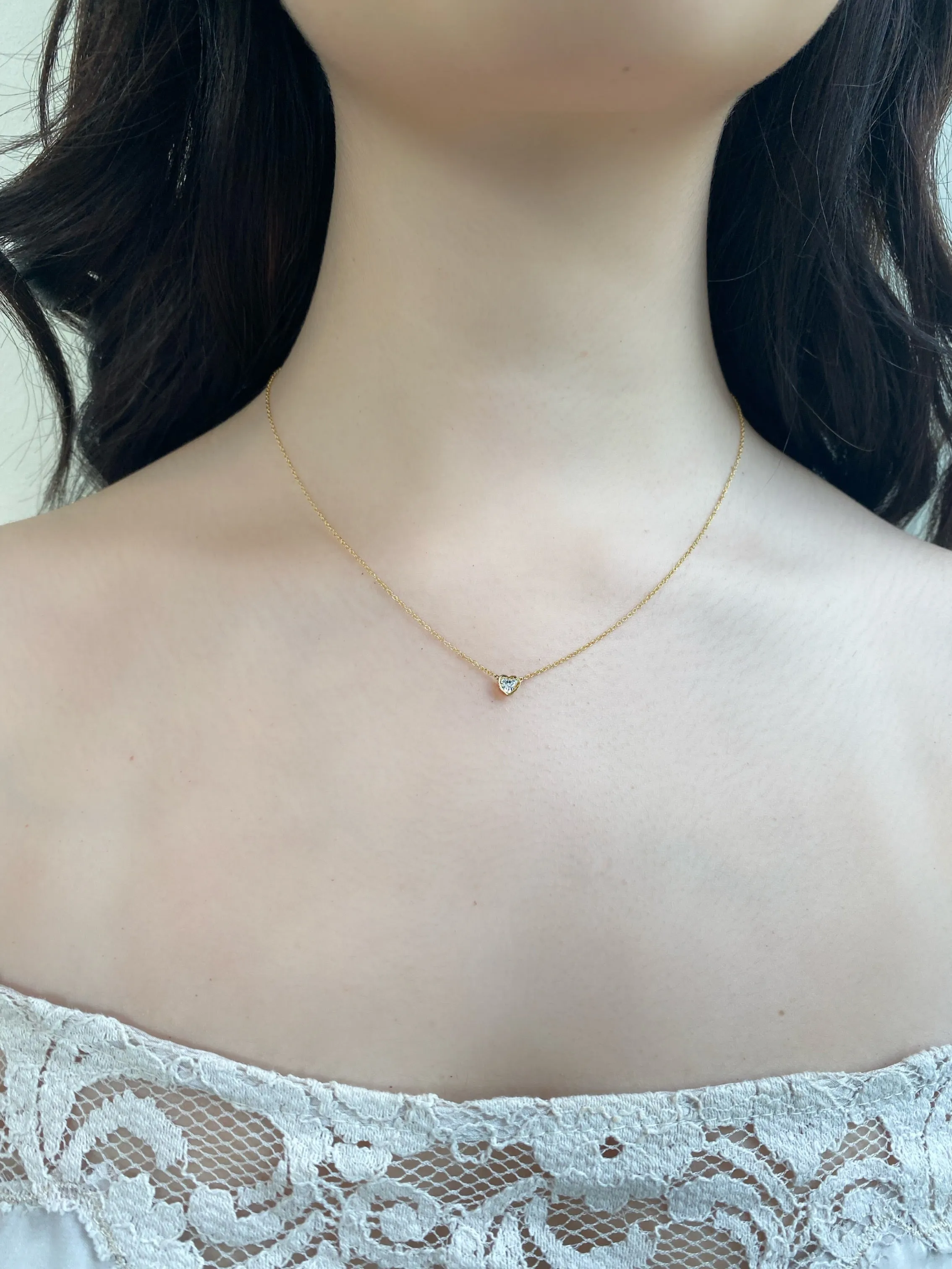 Bezel Set Heart Diamond Necklace