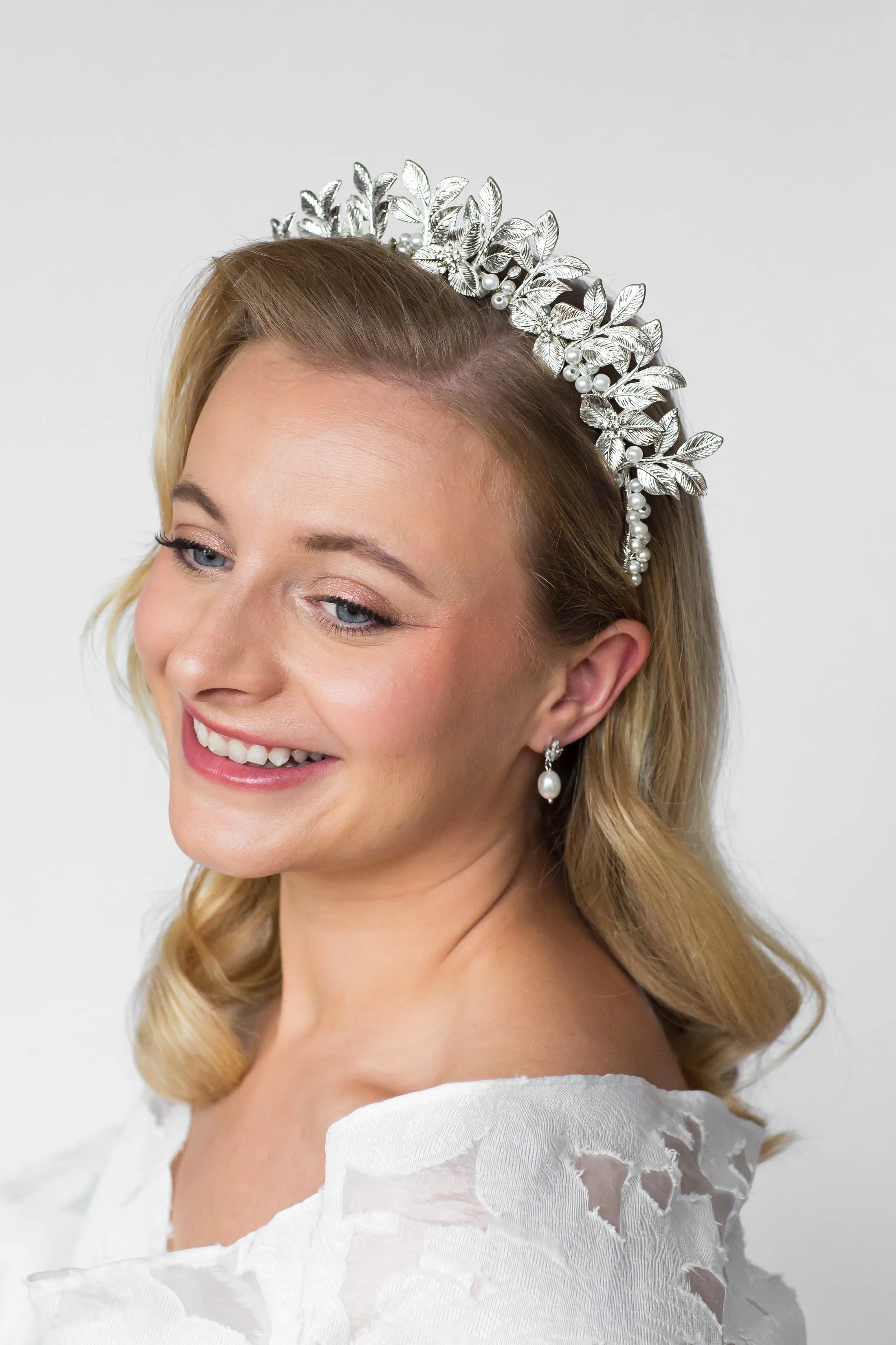Big Silver Leaf Crown Tiara Headband