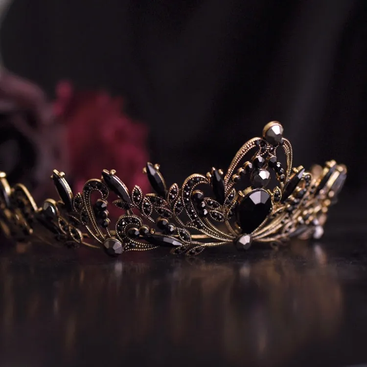 Black and Gold Gothic Punk Rhinestones Crown