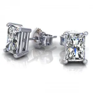 Blissful 0.25CT Radiant Cut Diamond Stud Earrings in 14KT White Gold