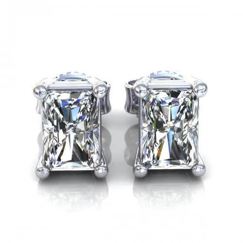 Blissful 0.25CT Radiant Cut Diamond Stud Earrings in 14KT White Gold