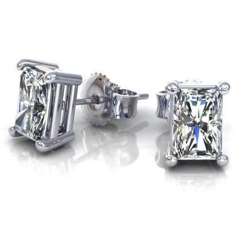Blissful 0.25CT Radiant Cut Diamond Stud Earrings in 14KT White Gold