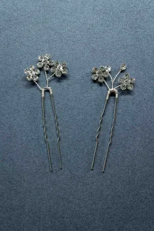 Blooming Rhinestone Hair Pin Set