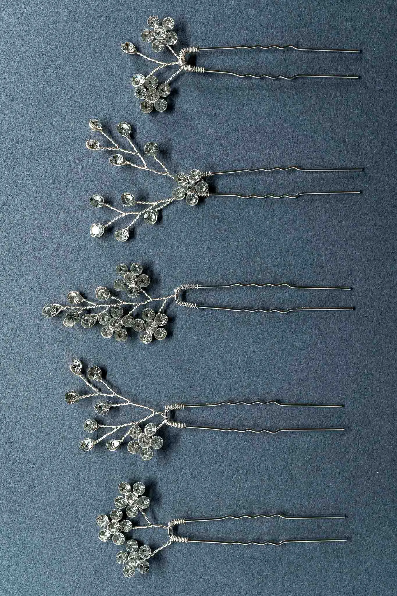 Blooming Rhinestone Hair Pin Set