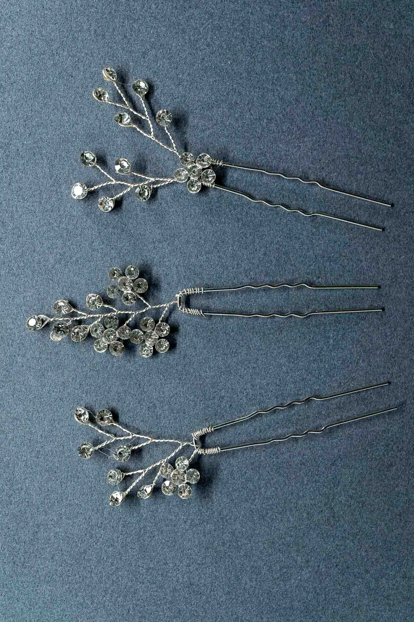 Blooming Rhinestone Hair Pin Set