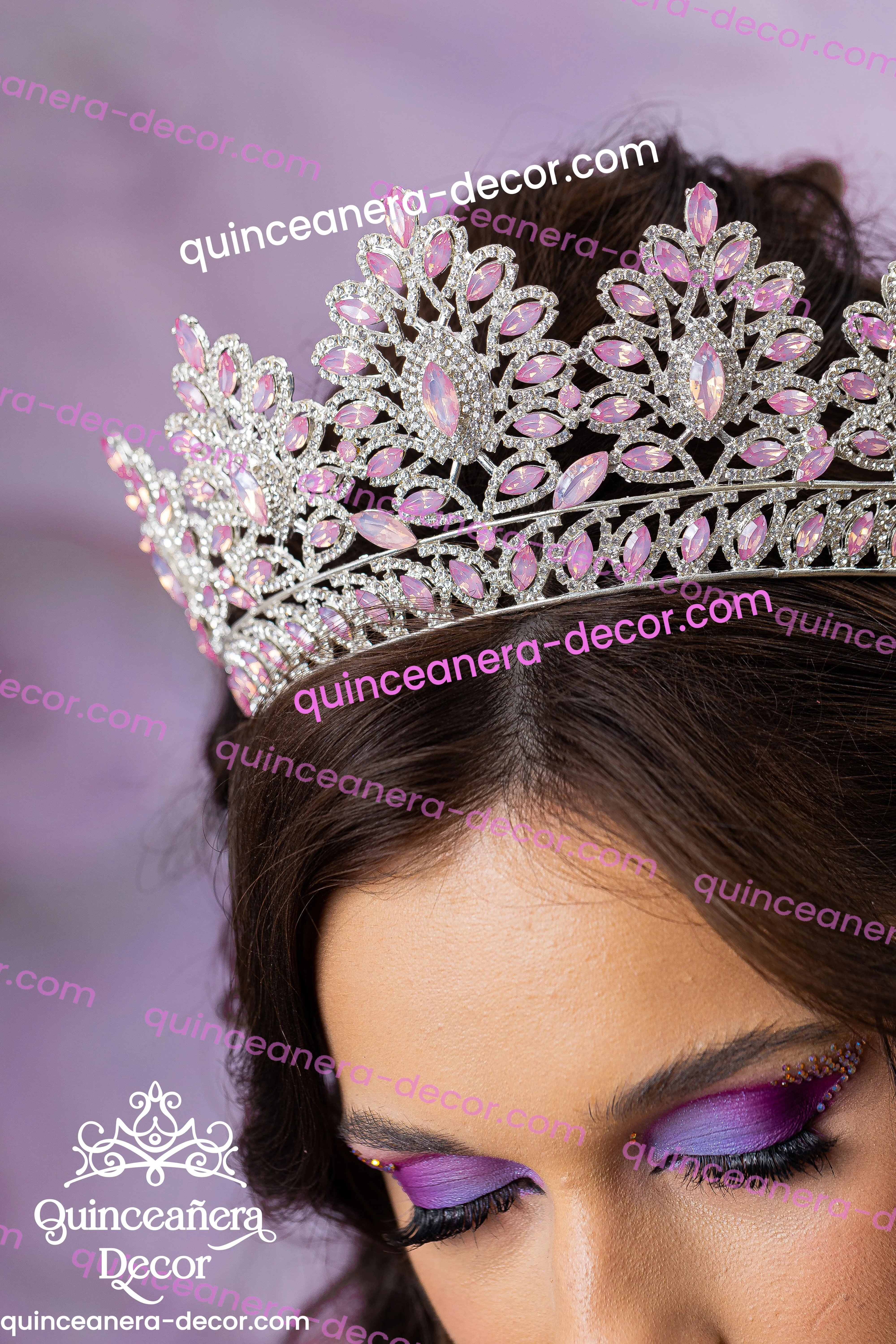 Blush Pink with silver Quinceanera Tiara