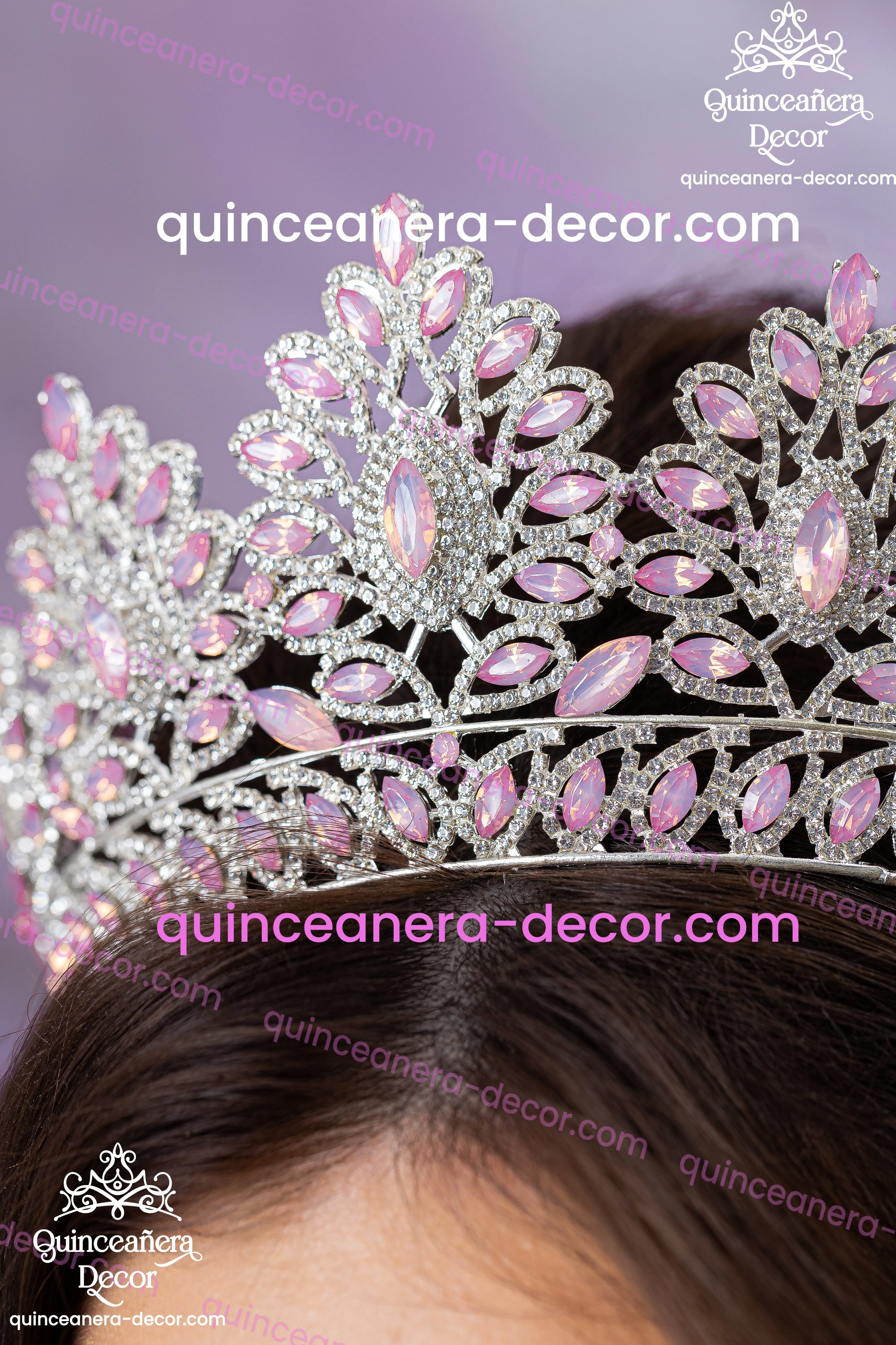 Blush Pink with silver Quinceanera Tiara