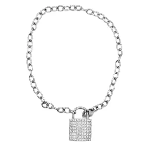 Boodles 8" 18ct White Gold Bracelet With Pave Diamond Set Padlock