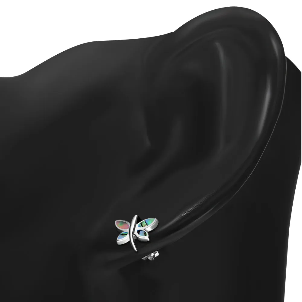Butterfly Stud Abalone Shell Sterling Silver Earrings