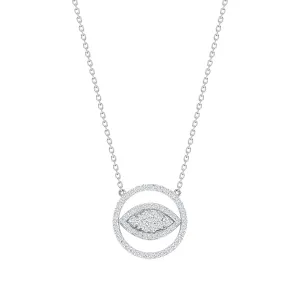 Cable Chain Diamond 14K White Gold Eye Necklace