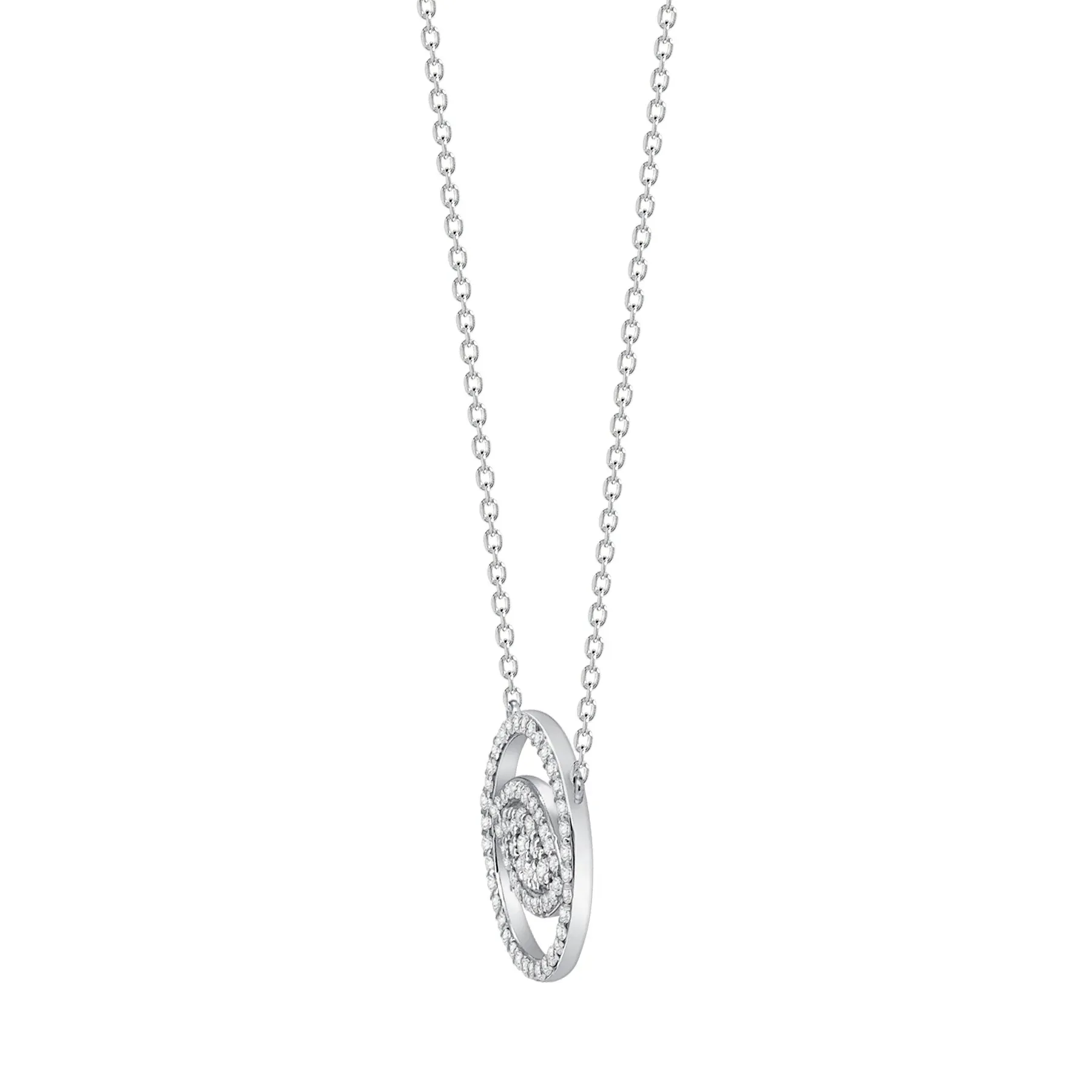 Cable Chain Diamond 14K White Gold Eye Necklace