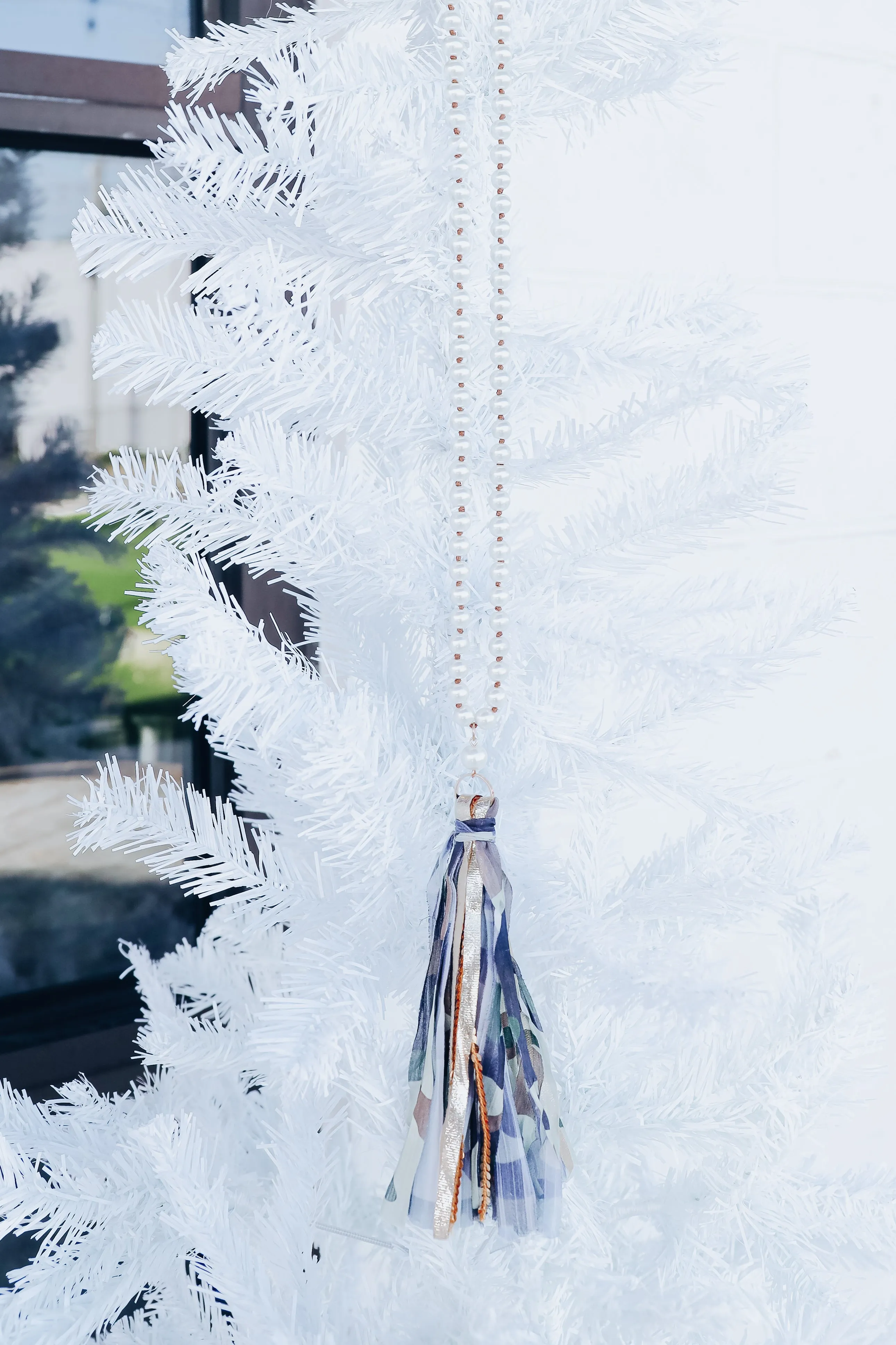 Camo Pearl Tassel Statement Necklace and Earring Set