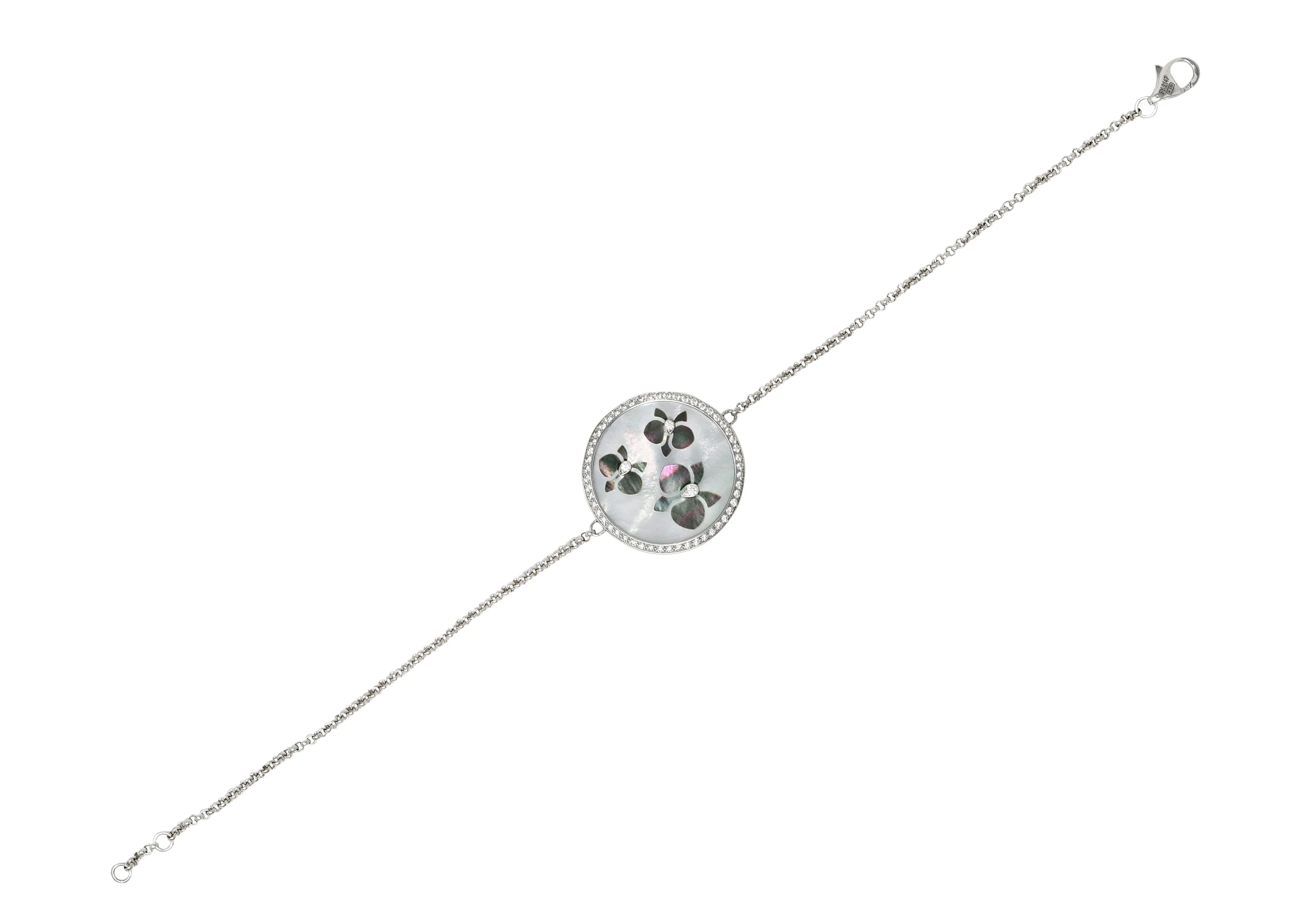 Cartier Mother-Of-Pearl Diamond 18 Karat White Gold Caresse D'Orchidees Station Bracelet