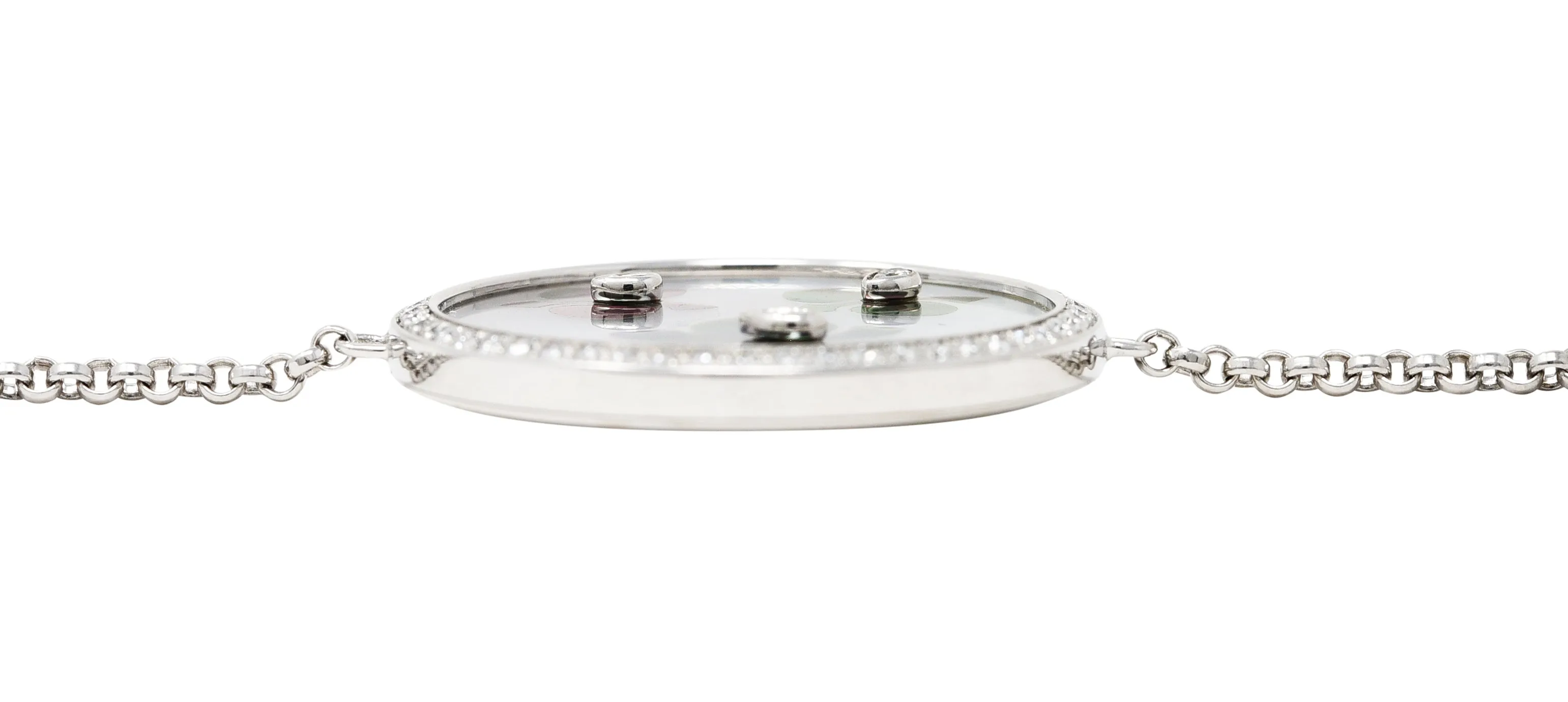 Cartier Mother-Of-Pearl Diamond 18 Karat White Gold Caresse D'Orchidees Station Bracelet