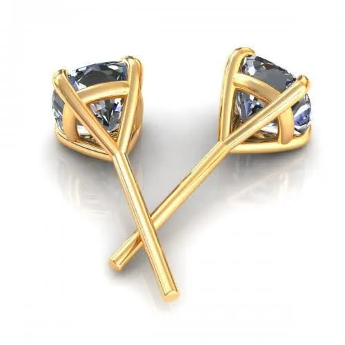 Chosen 0.50CT Cushion Cut Diamond Stud Earrings in 14KT Yellow Gold