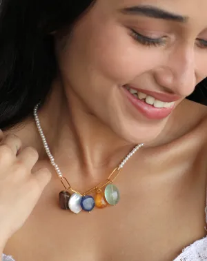 Coloured Stone Charm Necklace